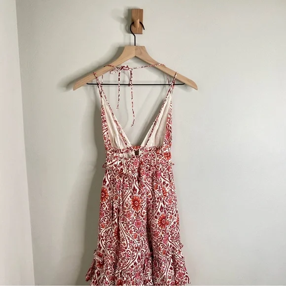 Cami NYC Doris Damask Floral Sleeveless Linen Maxi Dress Red - Picture 8 of 10